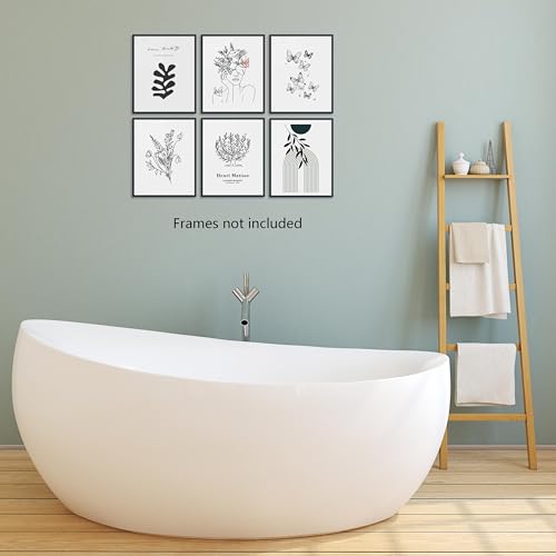 Boho Wall Art Set of 6 for Bedroom Decor - Minimalist Line Art Prints