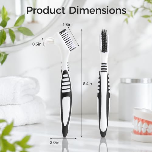 DEEKIVAN Double-Sided Denture Cleaning Brush 2-Pack for Retainers and Aligners