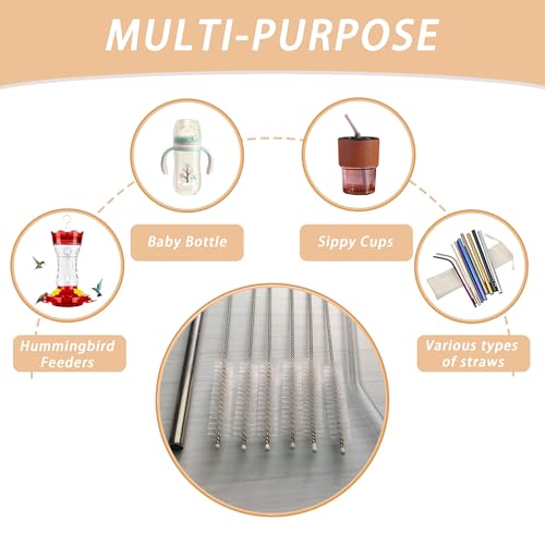 Reusable Straw Cleaner Brush Set - 2 Pack with Nylon Bristles