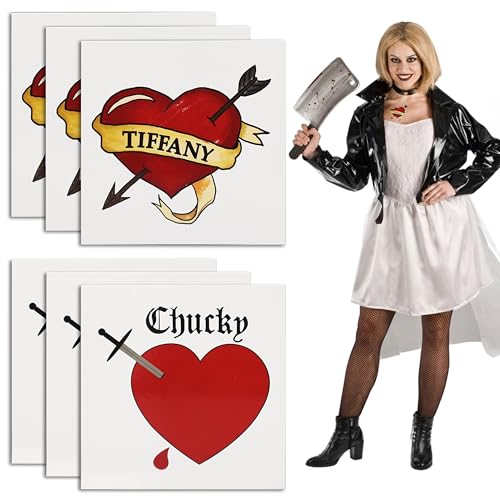 Bride and Tiffany Heart Temporary Tattoos Halloween Costume Stickers