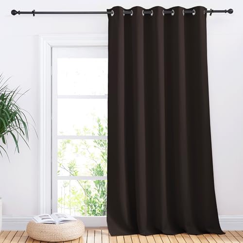 NICETOWN Thermal Blackout Sliding Door Curtain, Toffee Brown, 70" x 95"