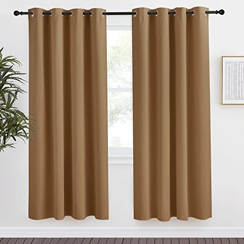 NICETOWN Gold Brown Grommet Blackout Curtain 55" x 78" - 1 Panel