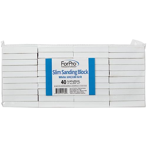 ForPro Slim Nail Sanding Block 100/180 Grit, 40-Count