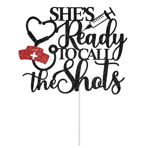 Nurse Graduation Cake Topper - Black and Red BSN RN Party Decor