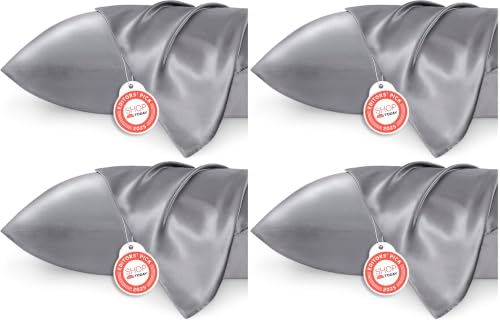 Bedsure Satin Pillowcase Set of 8 - Dark Grey Standard 20x26 Inches