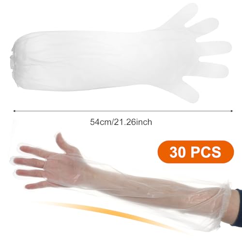 Gjinxi 30 Pack 21-Inch Disposable Cleaning Gloves - Waterproof Elbow Length