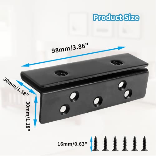 Biaungdo 2-Pack Heavy Duty Bed Rail Hook Bracket, 3.86" x 1.18" Black
