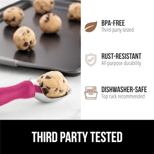 GORILLA GRIP Heavy Duty Ice Cream Scoop - Hot Pink, Professional Quality