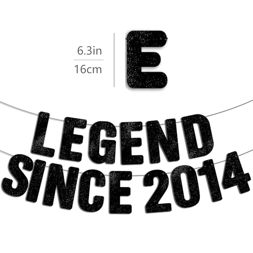 Legend Since 2014 Black Glitter Banner - 12th Birthday Party Decoration