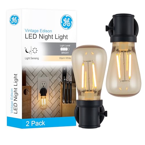 Edison Filament Night Light 2-Pack with Dusk to Dawn Sensor - Black
