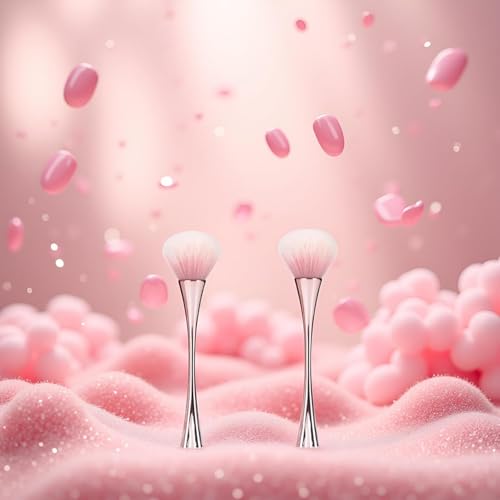 2Pcs Rose Gold Nail Art Dust Remover Brush Soft Bristles Manicure Tool