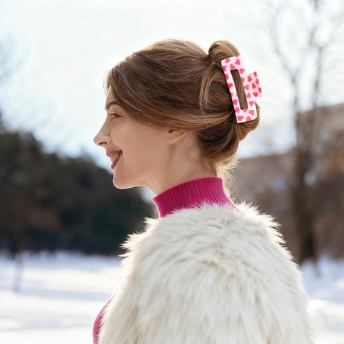 Esitrormi 3-Pack Pink Heart Hair Claw Clips for Thick and Thin Hair