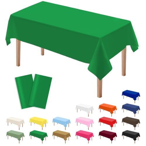 Disposable Green Plastic Tablecloths 54 x 108 Inches - Pack of 2