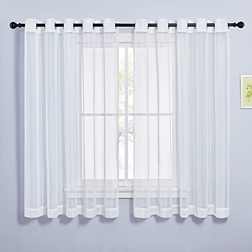 NICETOWN Ivory Grommet Sheer Curtains 70 x 63 Inches - Pack of 2 for Bedroom & Living Room Windows