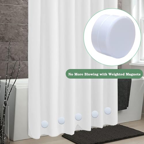 EMLTHORY Magnetic Shower Curtain Weights - 3 Sets White Liner Clips