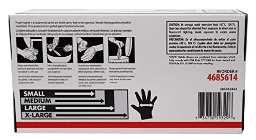 Sysco High Performance Black Nitrile Gloves, Powder Free, Large, 100 Count