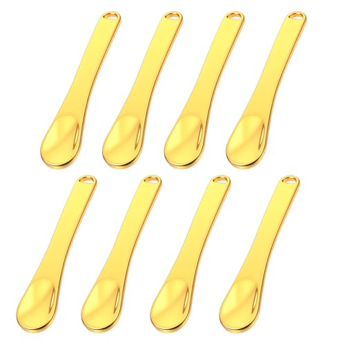 Tiesome Mini Metal Makeup Spatula Set, Reusable Gold Cosmetic Spoons for Skincare Creams