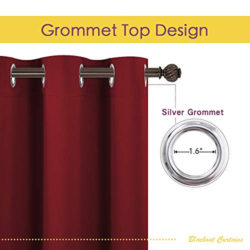 NICETOWN Burgundy Red Blackout Curtains - Thermal Insulated Drapes, 70"x63" (Pack of 2)