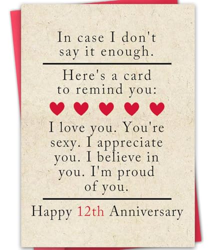 12th Anniversary Card for Husband and Wife - Silk Wedding Gift