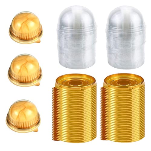 YUDONG 50-Pack Clear Mini Cupcake Containers with Dome Lids