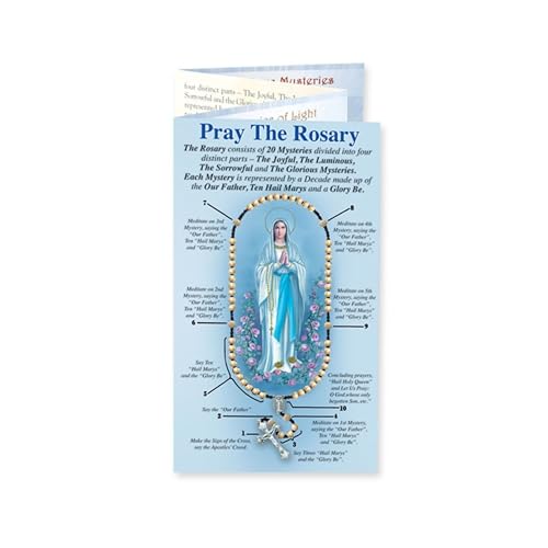 Catholic Rosary Prayer Card Set with Our Father Instructions - Religious Devotional Guide
