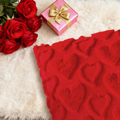 FSSODWT Red Valentine's Day Pillow Covers 18x18 Inch 2 Pack - Heart Openwork Decor