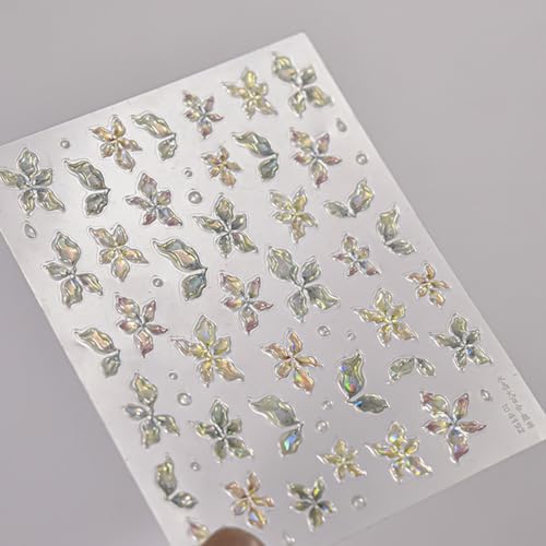 5D Floral Nail Stickers Embossed Self-Adhesive Spring Flower Decals