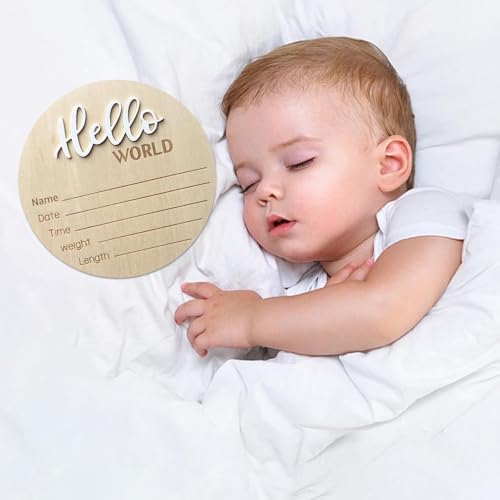 Personalized Wooden Hello World Sign for Newborns - 5.9 Inch