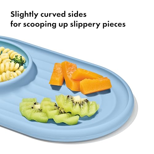 OXO Tot Textured Suction Plate & Spoons Set ? 3-Piece ? Dusk