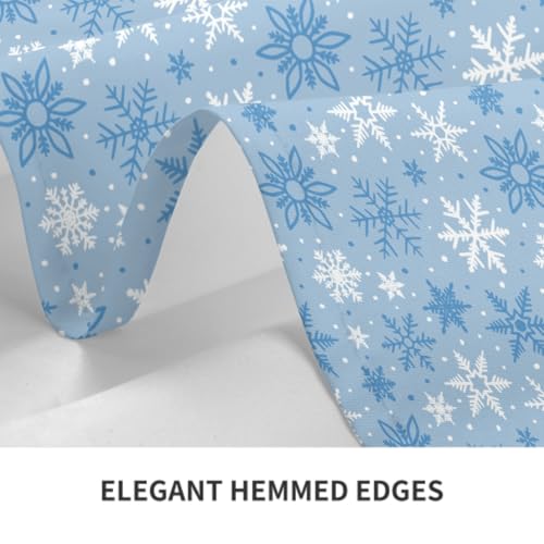 84x60 Inch Light Blue Snowflake Christmas Tablecloth - Rectangular Holiday Decor
