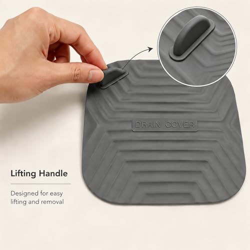 Gray Silicone Drain Stoppers - 2pcs Easy Clean Shower Covers