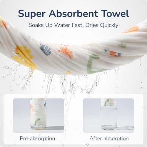 Baby Hooded Towel 2 Pack - Floral & Blueberry, Ultra Absorbent Muslin - 32x32 Inches