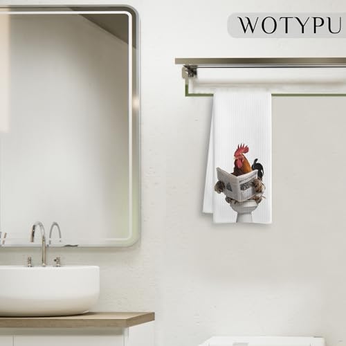 WOTYPU Chicken Hand Towels - 16x24 Inch Decorative Towels for Kitchen & Bathroom