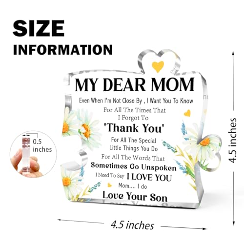 Mom Appreciation Gifts from Son Acrylic Puzzle Plaque - Thank You Gift for Mom, Mother’s Day, Birthday, Christmas - Variation: Gifts from Son4