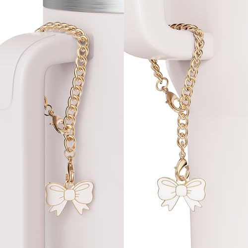 White Bow Straw Topper & Charms Set for Stanley 30 & 40 Oz Tumblers - DXITROMI
