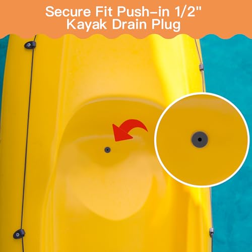 10 Pcs 1/2" Kayak Drain Plug, Scupper Plugs for Most Fishing Boats Kayak, Compatible with Sundolphin Pelican Kayaks Aruba 8 SS, Aruba 10, Excursion 10, Black