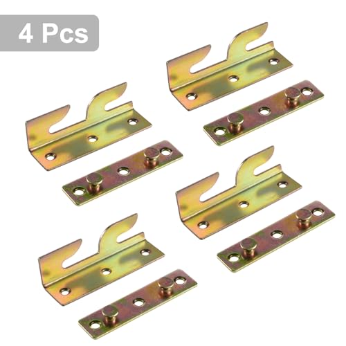 RUIAN Yellow Bed Rail Brackets Set of 4 Heavy Duty Iron Replacement Parts