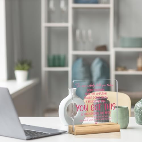 Inspirational Acrylic Desk Sign - Pink 07 Motivational Affirmation Plaque