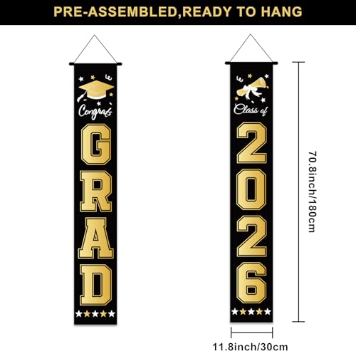Graduation Door Banner Set - GRAD & Class of 2026, 71x12 in