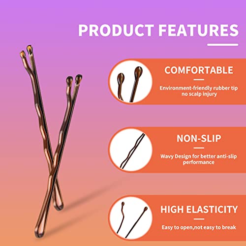 Cyluer 400Pcs Brown Bobby Pins 2 Inch with Storage Case Secure Hold