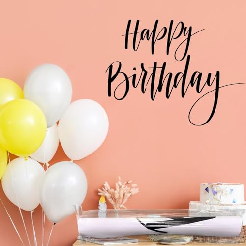 Happy Birthday Wall Decal Sticker for Balloon Arch Backdrop, Black