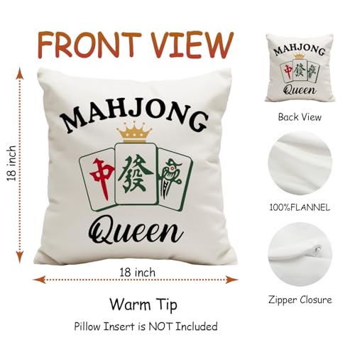 Mahjong Queen Throw Pillow Cover - 18x26 Velvet Cushion Case (Mahjong-01)