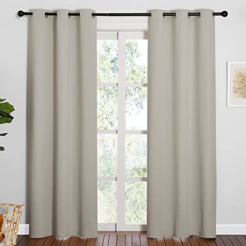 NICETOWN Natural Blackout Curtains - 42"W x 84"L Grommet Drapes (2 Panels)
