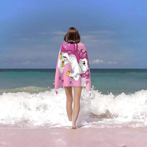 Personalized Unicorn Beach Towel for Kids - Quick Dry Microfiber 30"x60"