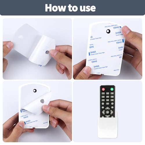 Wall Mount Remote Control Holder - Adhesive Storage Organizer, White (2 Pack)