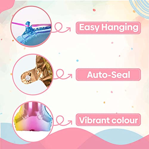 40 Inch Rainbow Gradient Number 3 Balloon with Crown - Reusable Foil