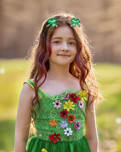 Glitter Shamrock Green Hair Clips - 6 Pack St. Patrick's Day Hairpins