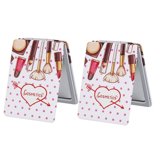 Pocket Mirror for Women 2-Pack 1X/3X Magnifying Compact PU Leather