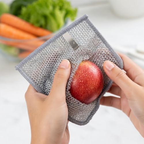 Double-Sided Steel Wire Dishwashing Cloths - Reusable, Heavy-Duty Kitchen Cleaning Rags
