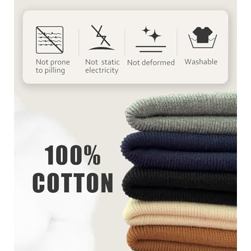 100% Cotton Beanies for Men Women Cotton Hats Soft Warm Unisex Cuffed Plain Skull Hat Autumn Winter Slouchy Knitted Cap